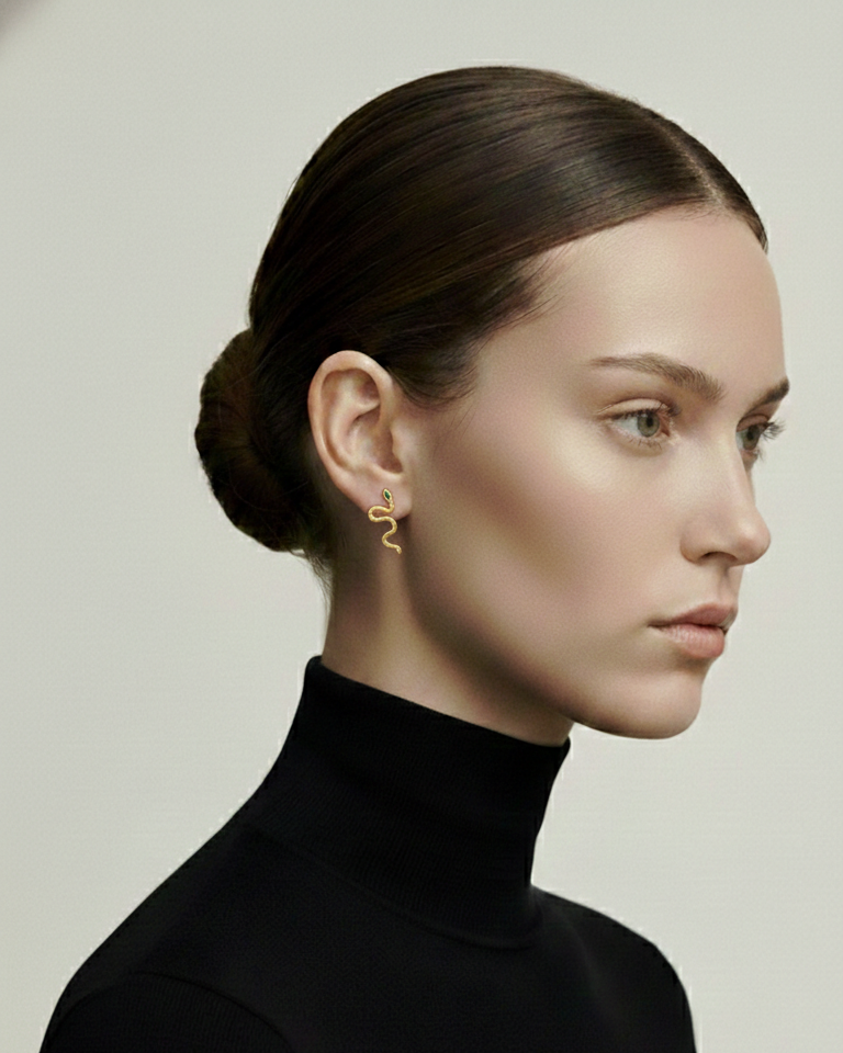 Emerald Serpent Studs