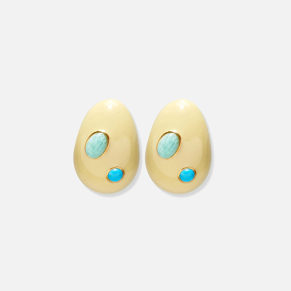 Mini Arp Earrings in Studded Cream by Lizzie Fortunato - At Present Jewelry