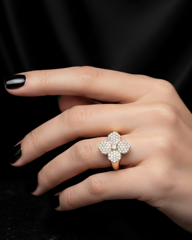 Flora Diamond Signet Statement Ring