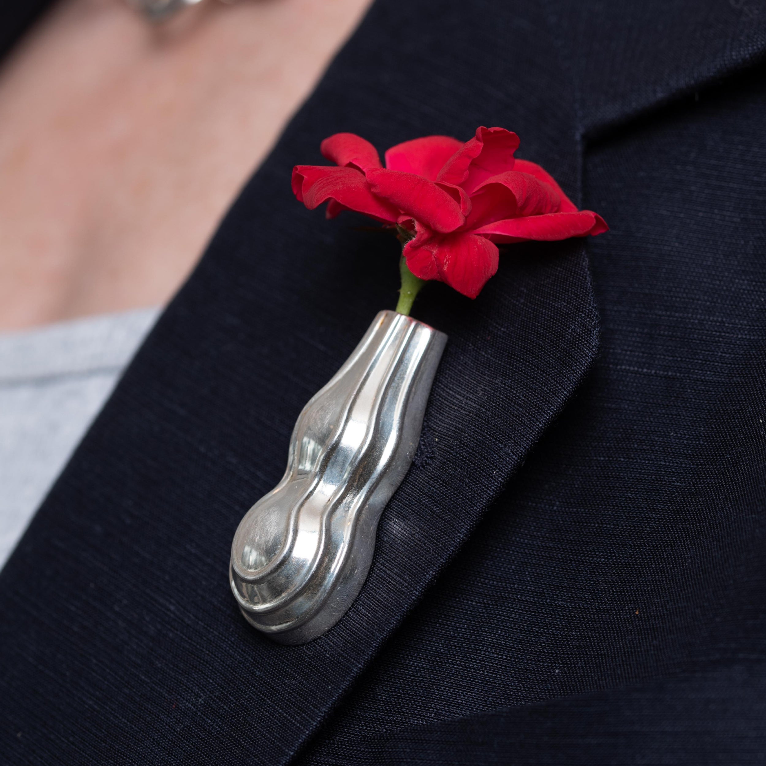 Vase Brooch, Silver by Monbouquette - At Present Jewelry