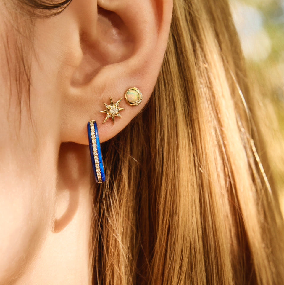 Stoned Elongated Huggie by Eden Presley - At Present Jewelry