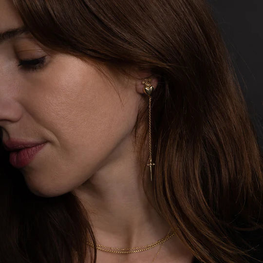 Sacred Heart Drop Stud by Talon Jewelry - At Present Jewelry