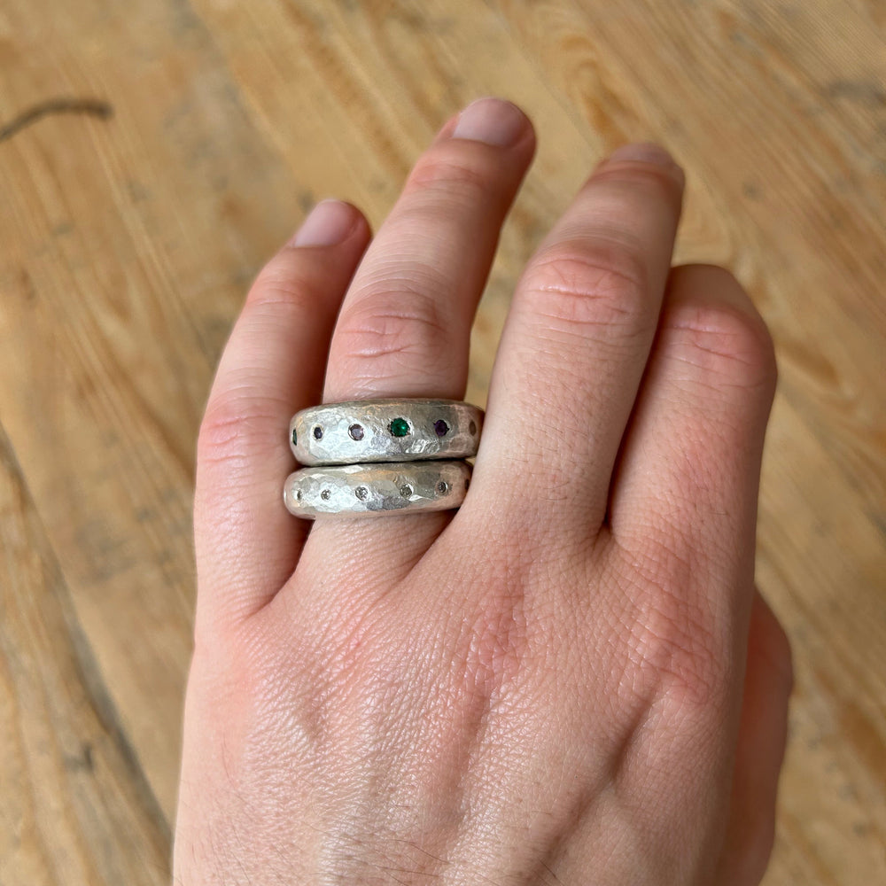 Mini Leo Ring, Tourmaline and Emerald by ELIBURCH - At Present Jewelry