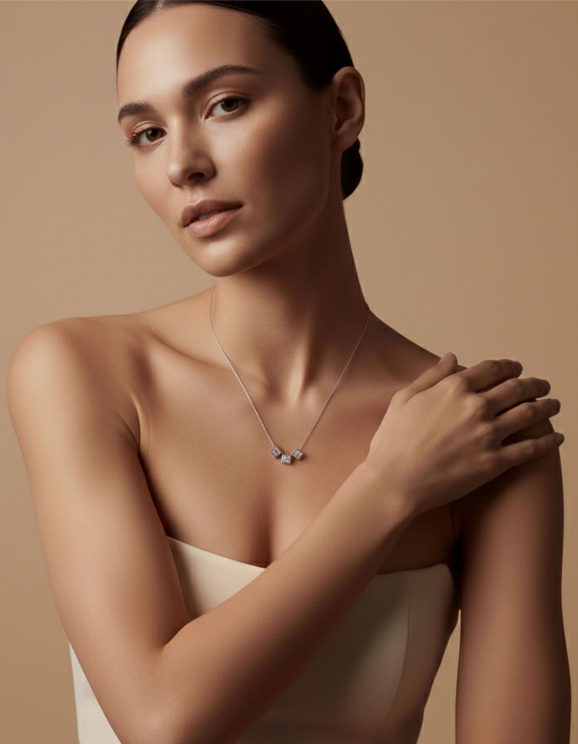 Triple Solitaire Code Pendant Necklace