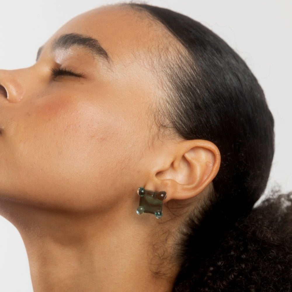 Square Prong Set Earrings by KEANE - At Present Jewelry