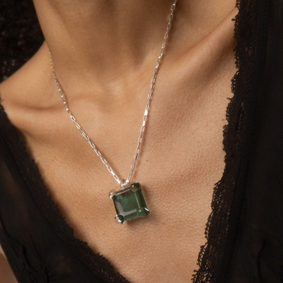 Prong Square Necklace by KEANE - At Present Jewelry