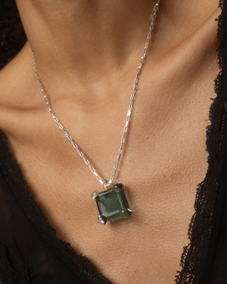 Prong Square Necklace by KEANE - At Present Jewelry