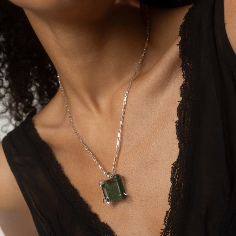 Prong Square Necklace by KEANE - At Present Jewelry