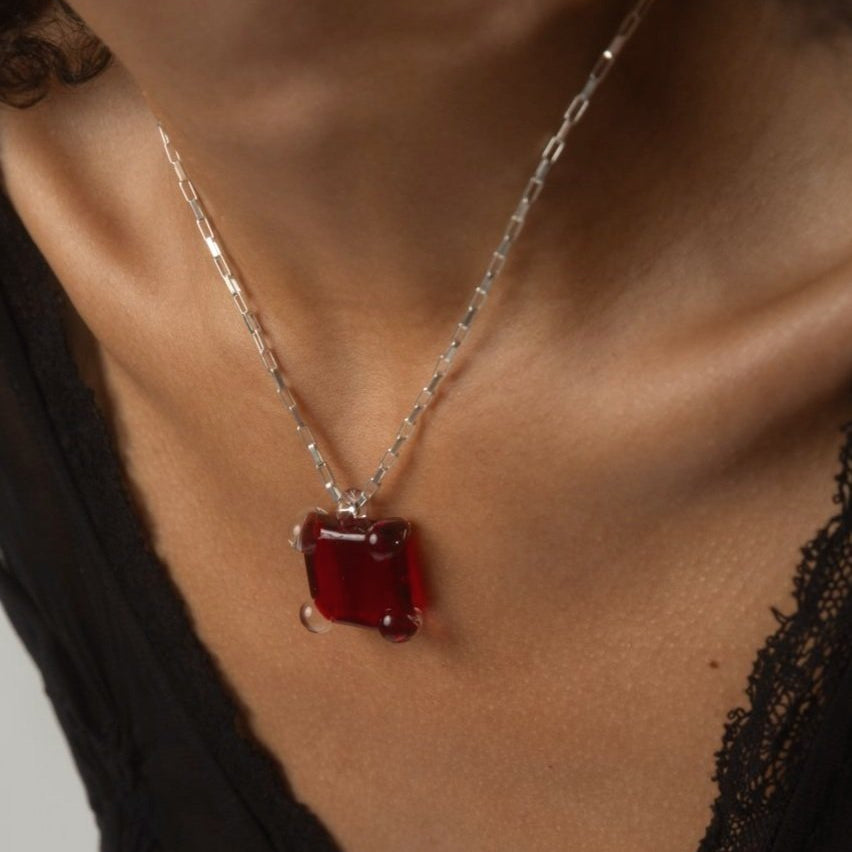 Prong Square Necklace by KEANE - At Present Jewelry