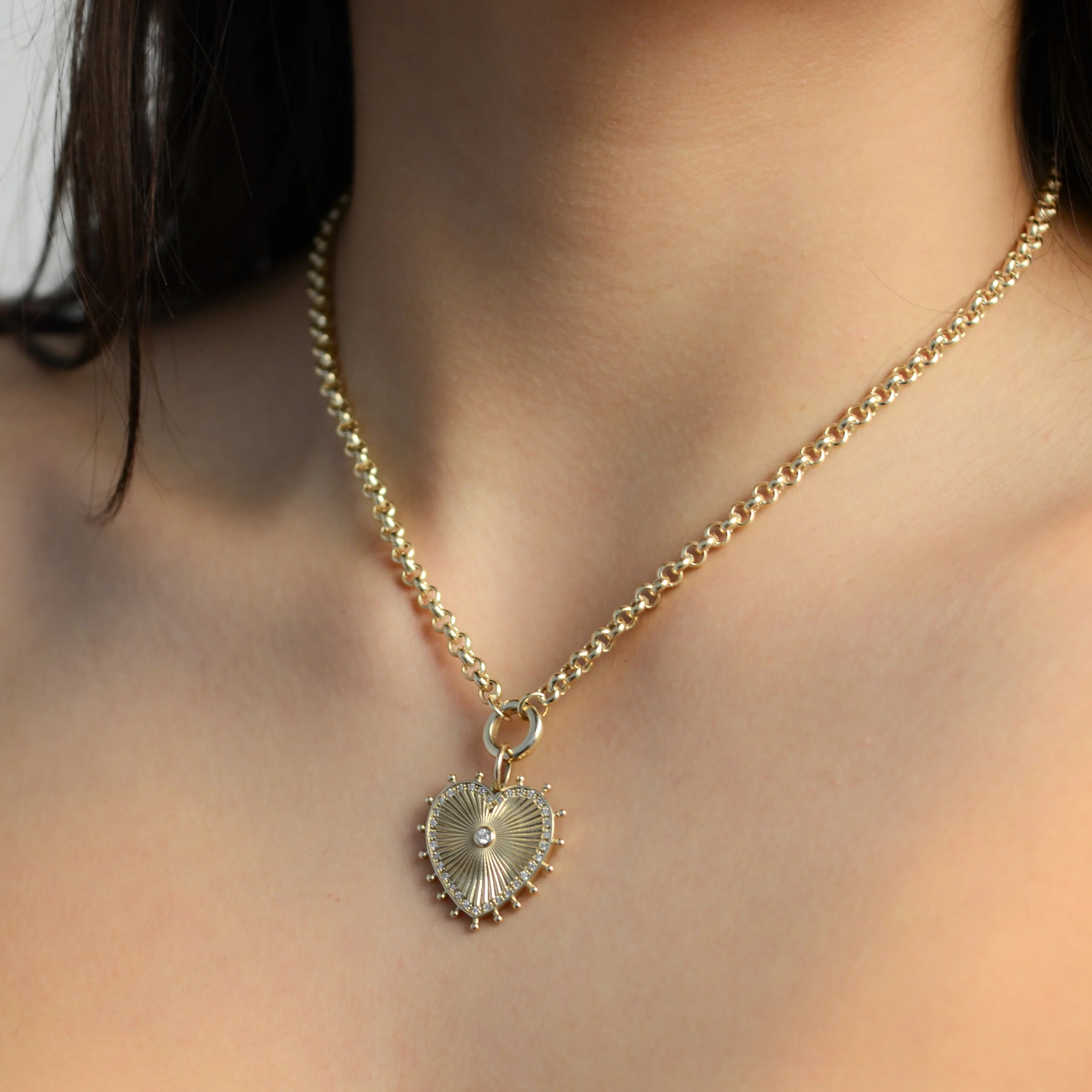 Cassandane Small Diamond Heart Medallion by Lionheart - At Present Jewelry