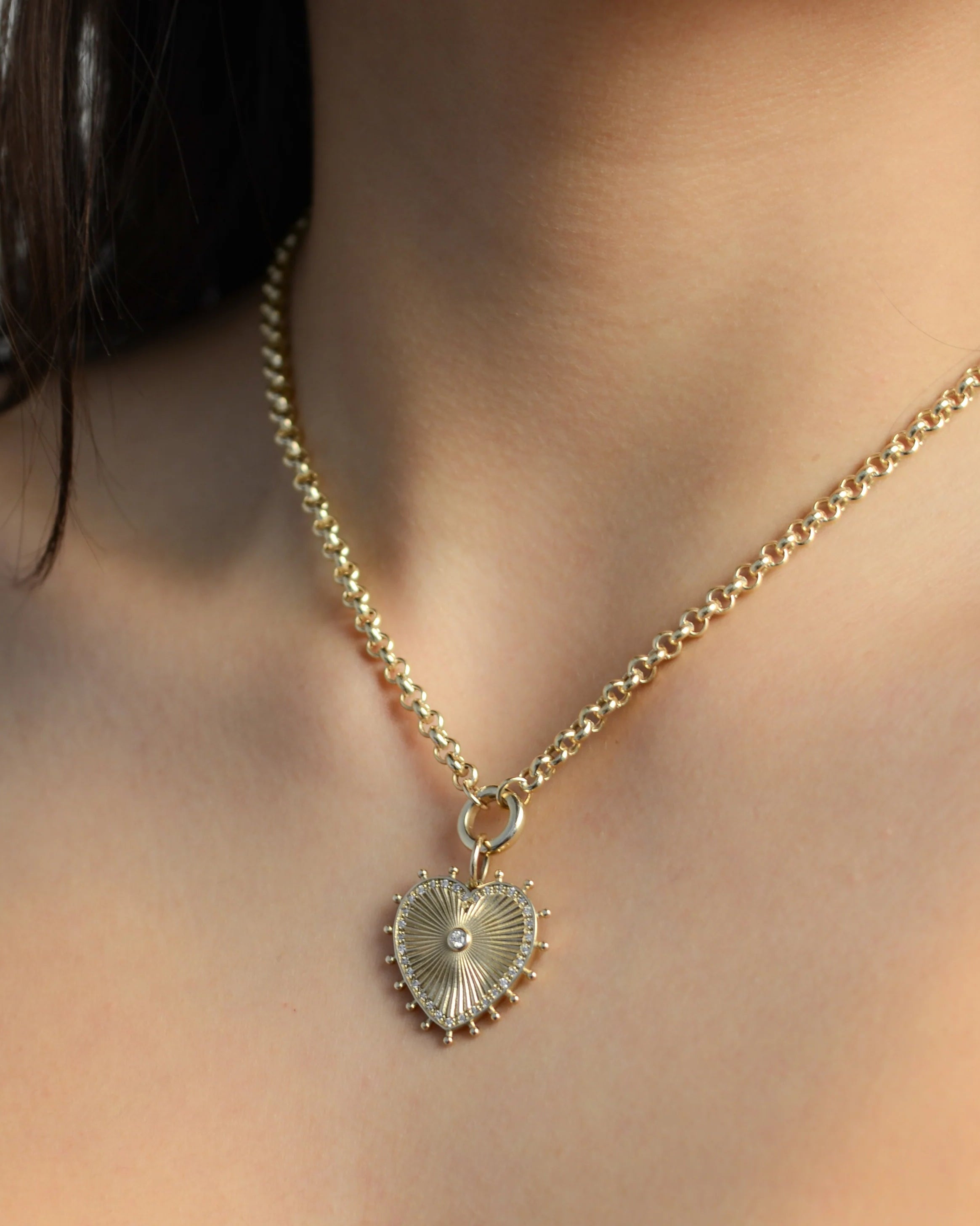 Cassandane Small Diamond Heart Medallion by Lionheart - At Present Jewelry