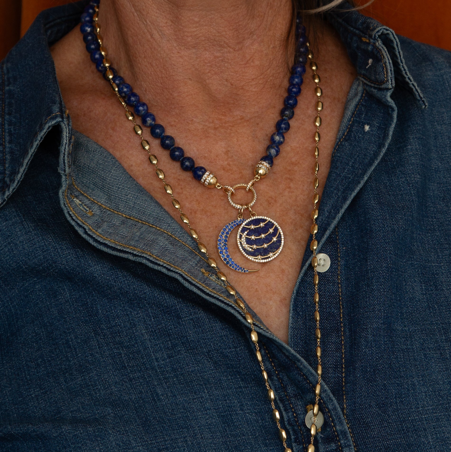 Moon to My Stars Lapis Celestial Charm by Lionheart - At Present Jewelry