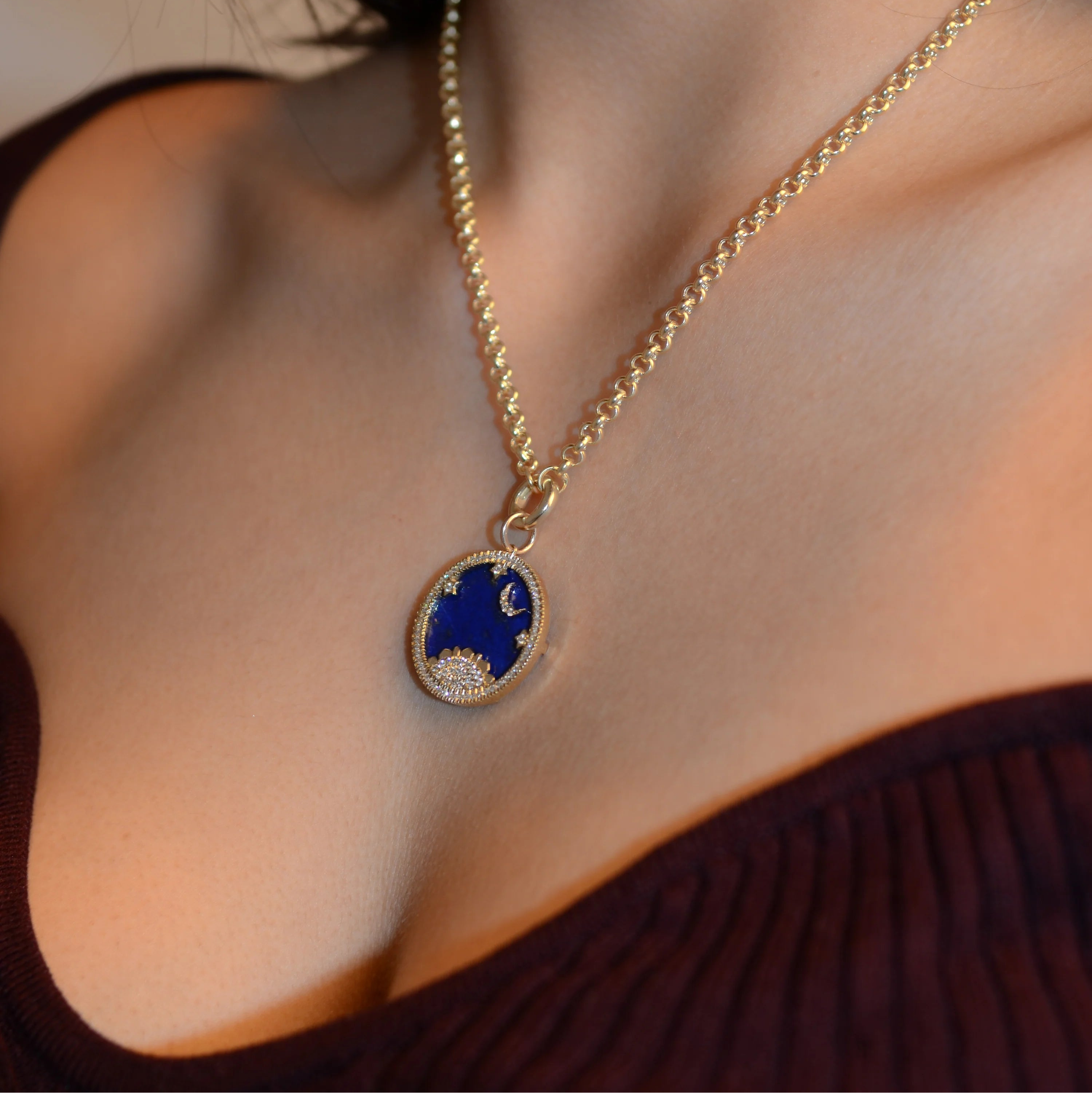 Starry Night Lapis Mountain Charm by Lionheart - At Present Jewelry