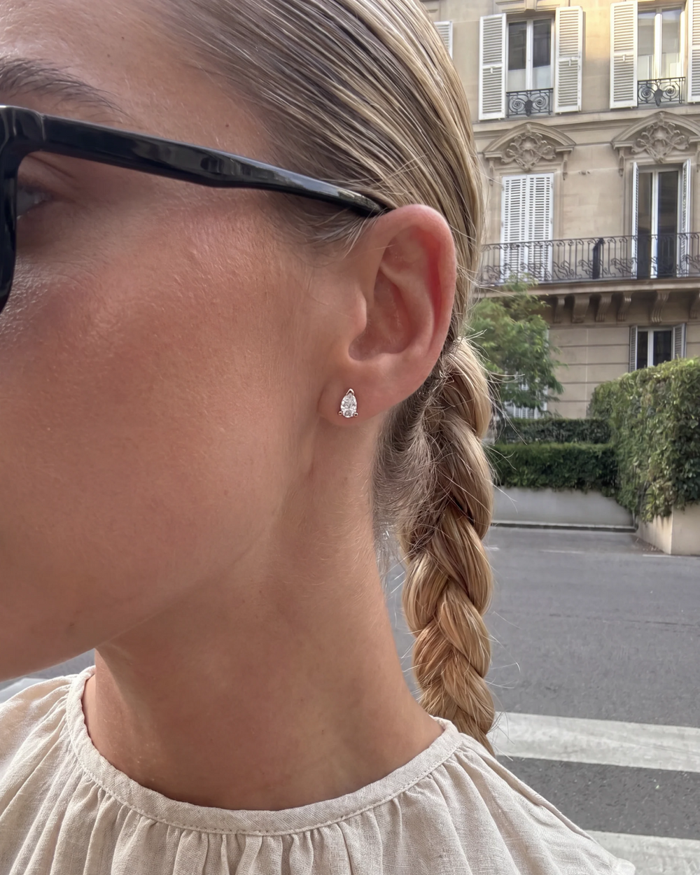 Large Ocean Tear Drop Stud Earring