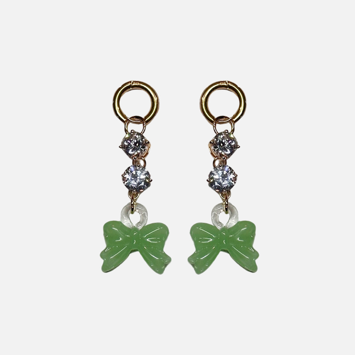 Midnight Dance Bow-Peep Earrings, Green