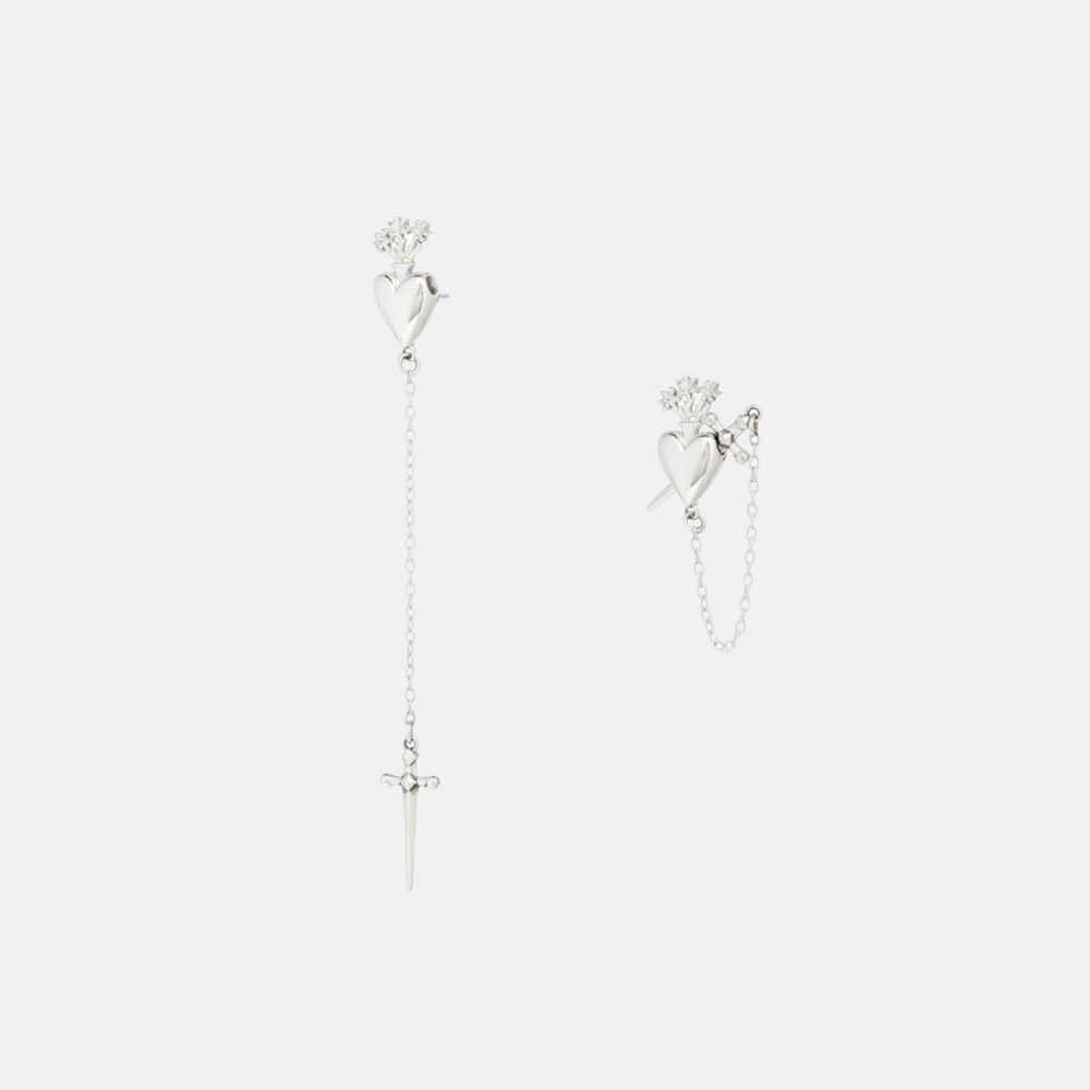 Sacred Heart Drop Stud by Talon Jewelry - At Present Jewelry