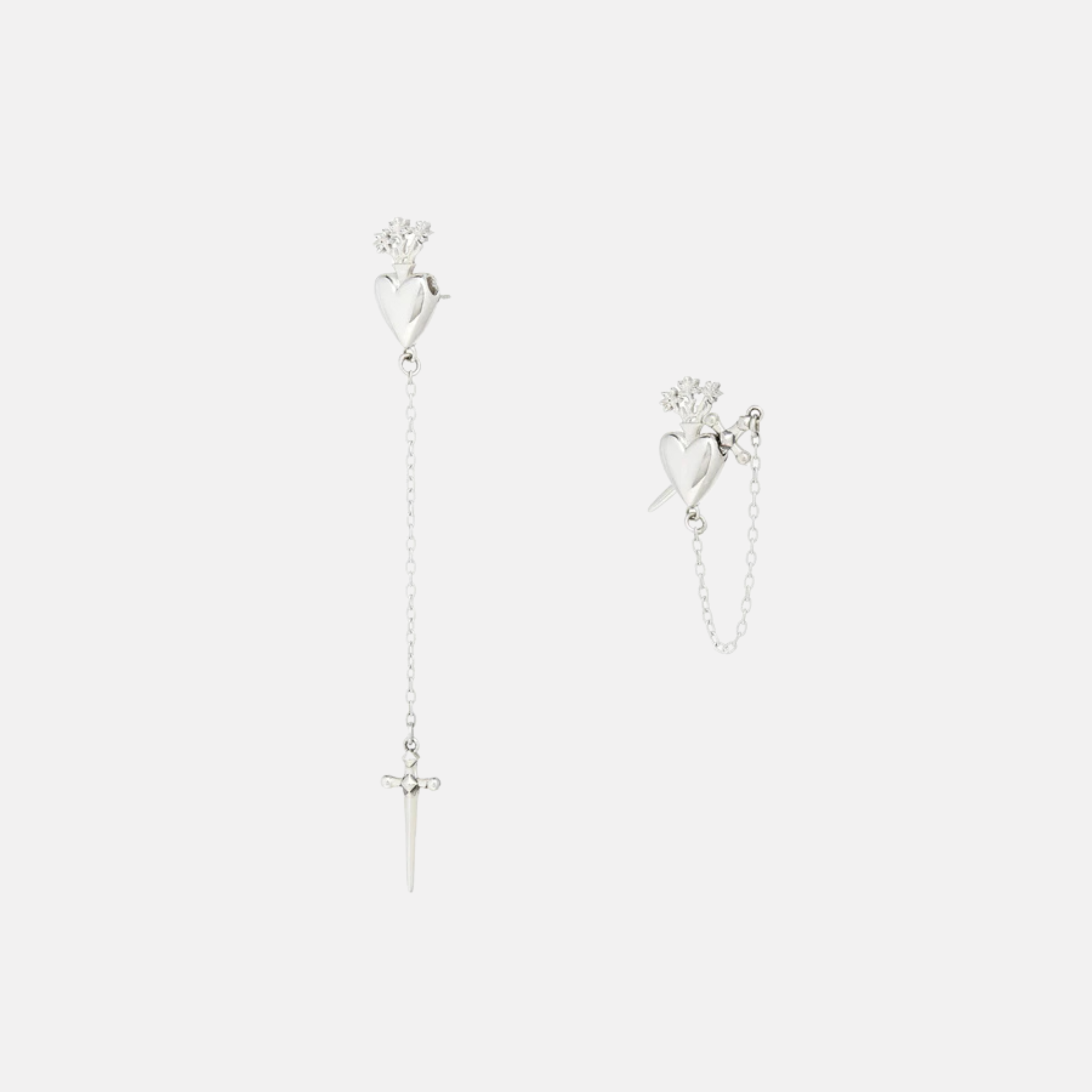 Sacred Heart Drop Stud by Talon Jewelry - At Present Jewelry