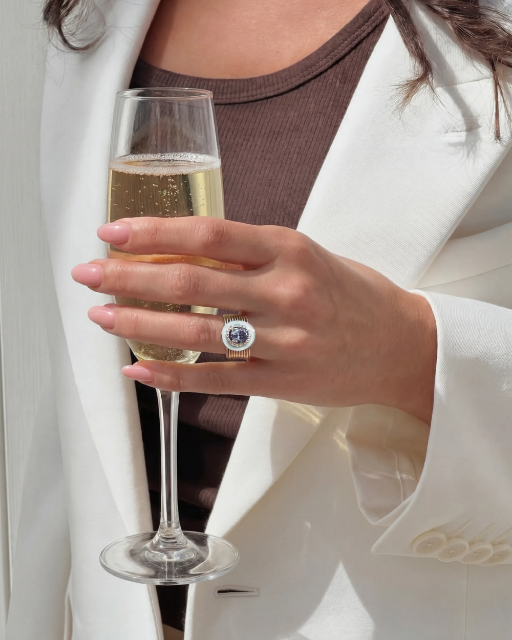 Oval Tanzanite Diamond Harem Ring