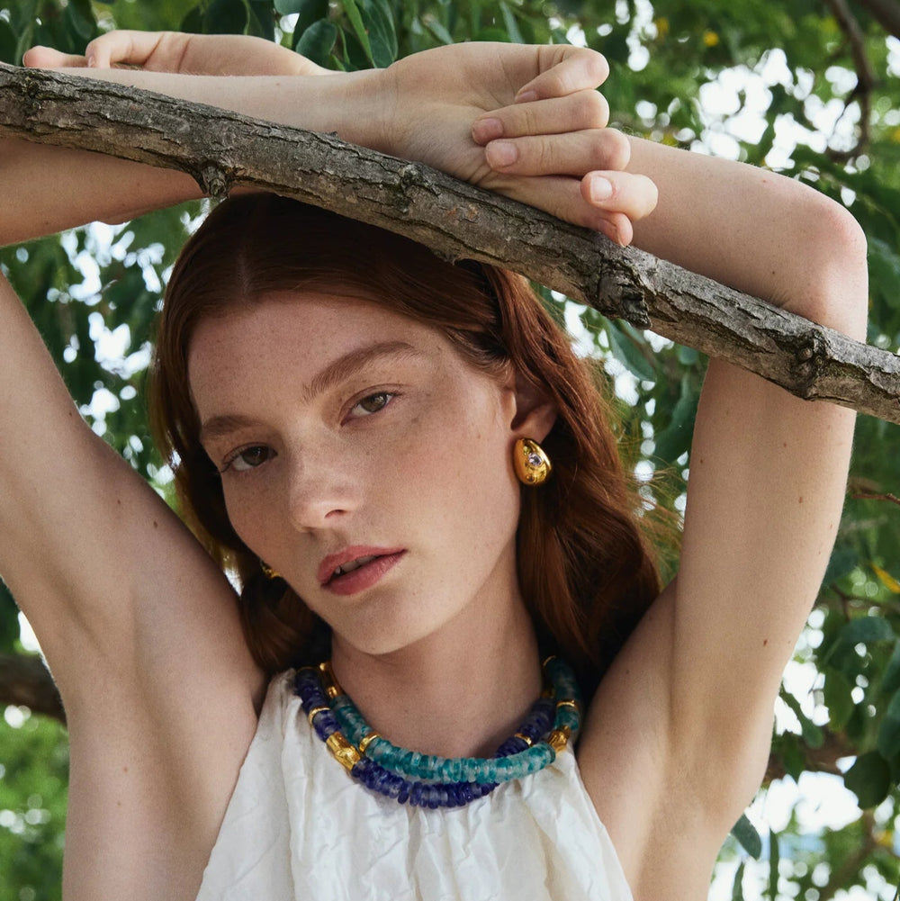 Mini Arp Earrings, Studded Gold by Lizzie Fortunato - At Present Jewelry