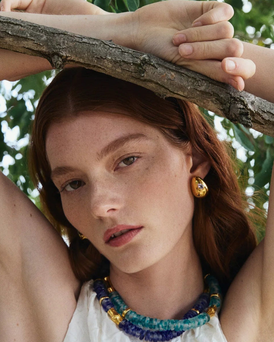 Mini Arp Earrings, Studded Gold by Lizzie Fortunato - At Present Jewelry