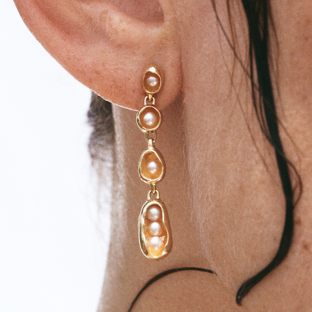 Pearl Droplets, Gold by Carina Hardy - At Present Jewelry