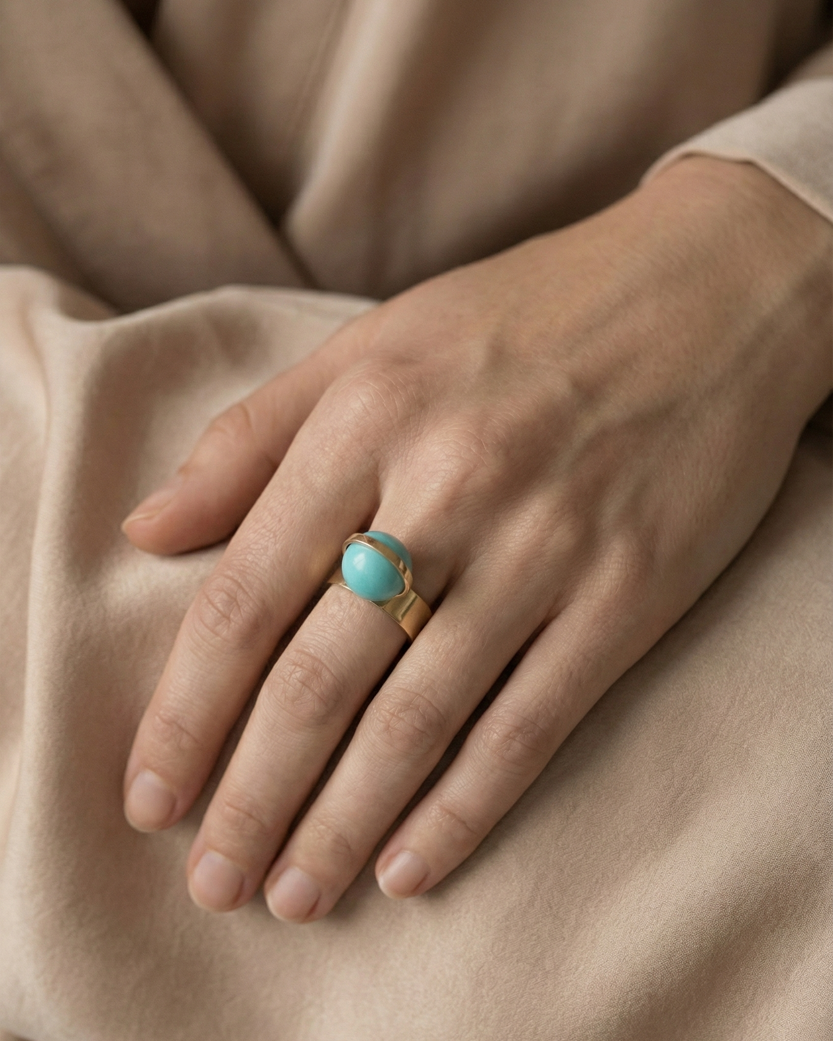 Perched Setting Ring with Turquoise