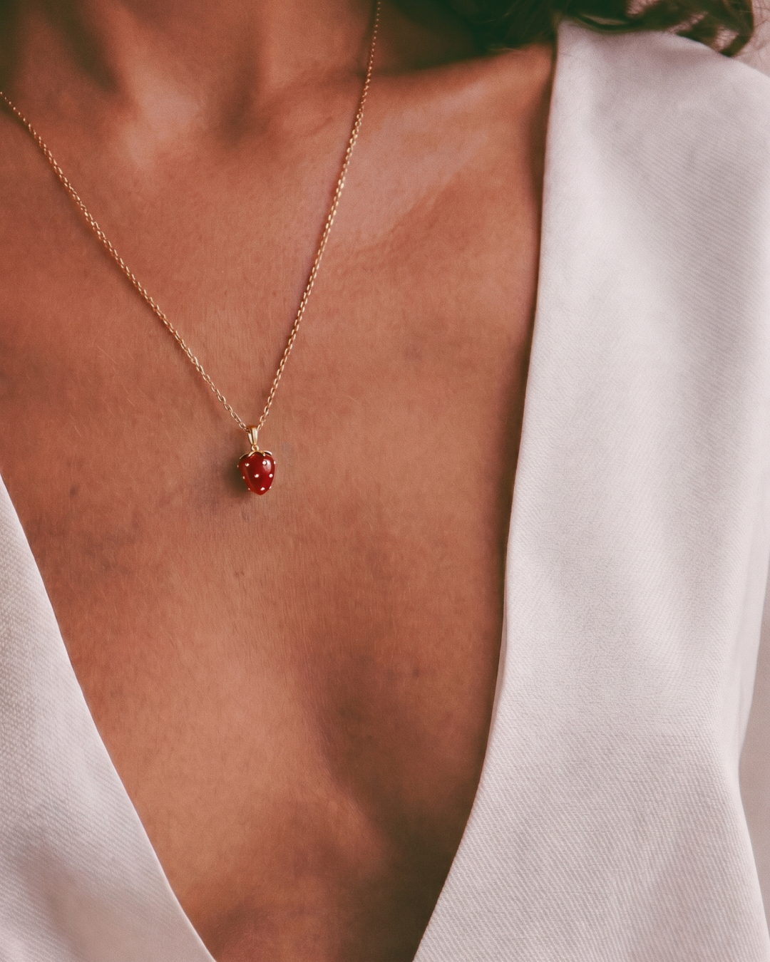 Petite Strawberry Agate Pendant