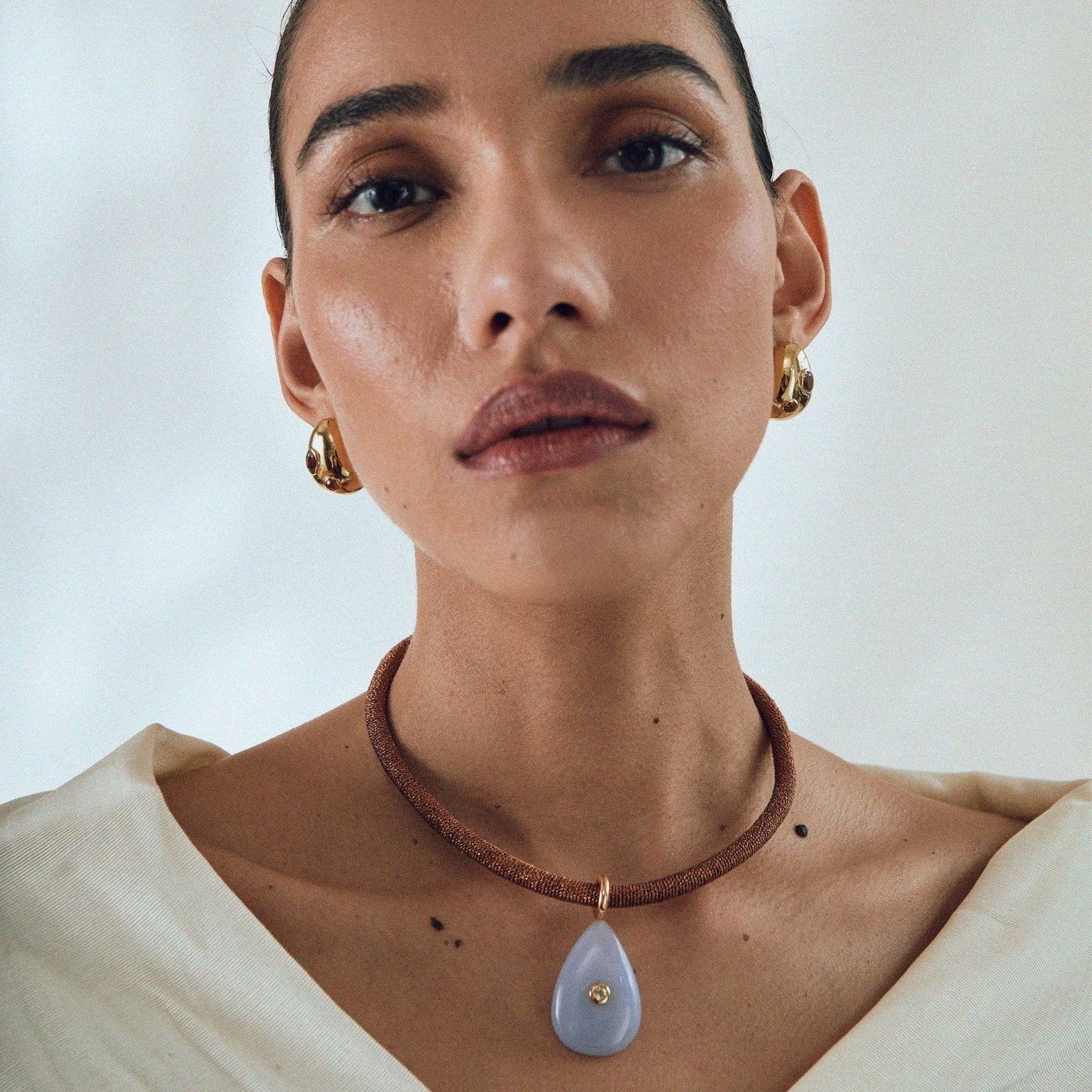 Mini Arp Earrings, Studded Gold by Lizzie Fortunato - At Present Jewelry