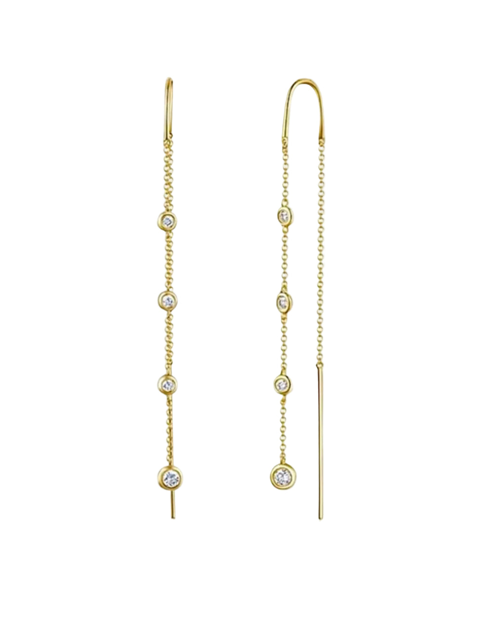 Diamond Drop Threader Earrings