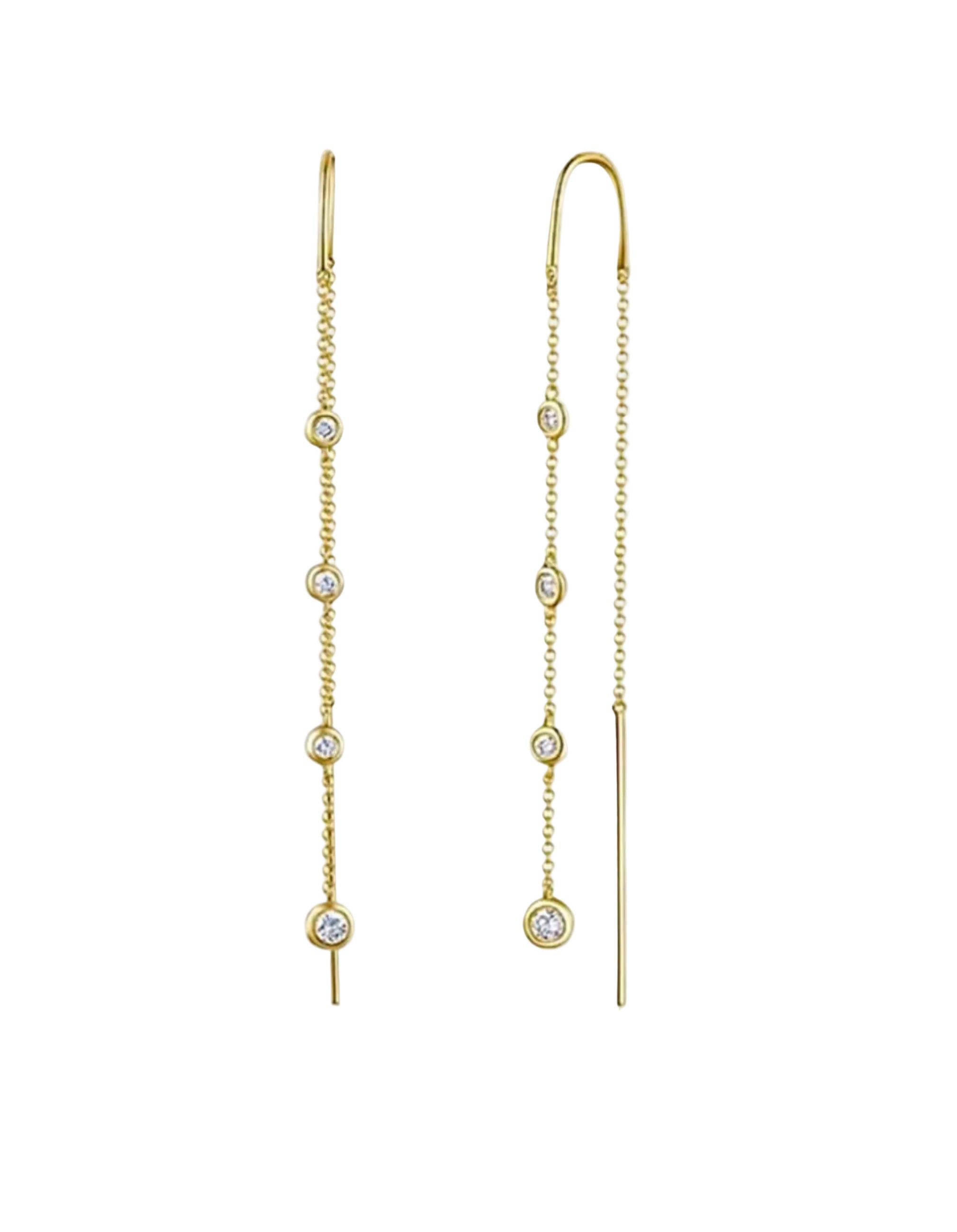 Diamond Drop Threader Earrings