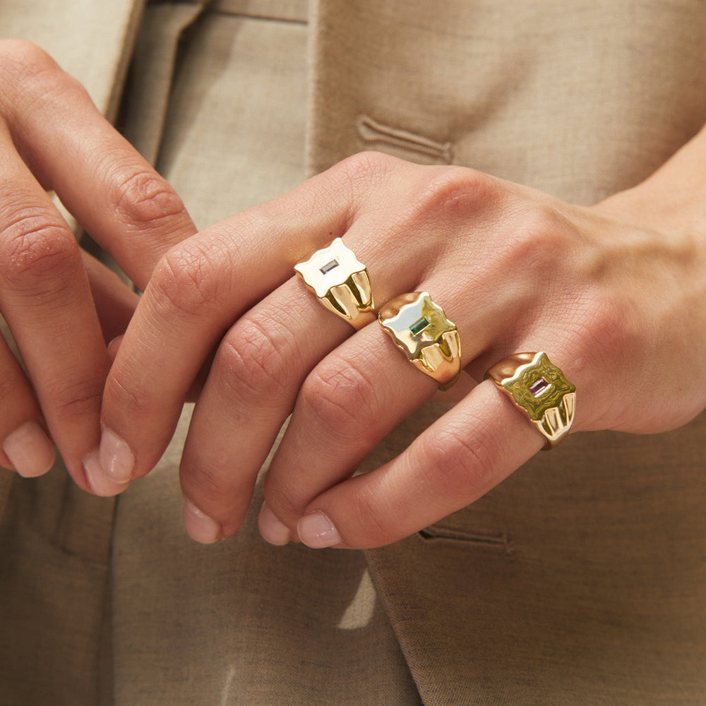 Baguette Form Signet Ring by Eriness - At Present Jewelry