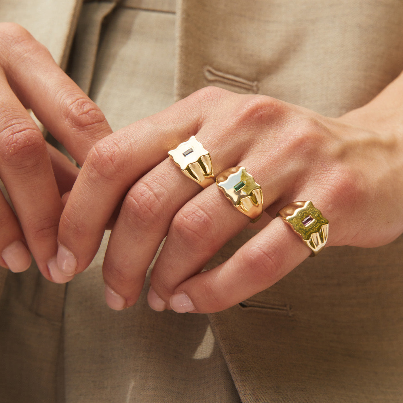 Baguette Form Signet Ring by Eriness - At Present Jewelry