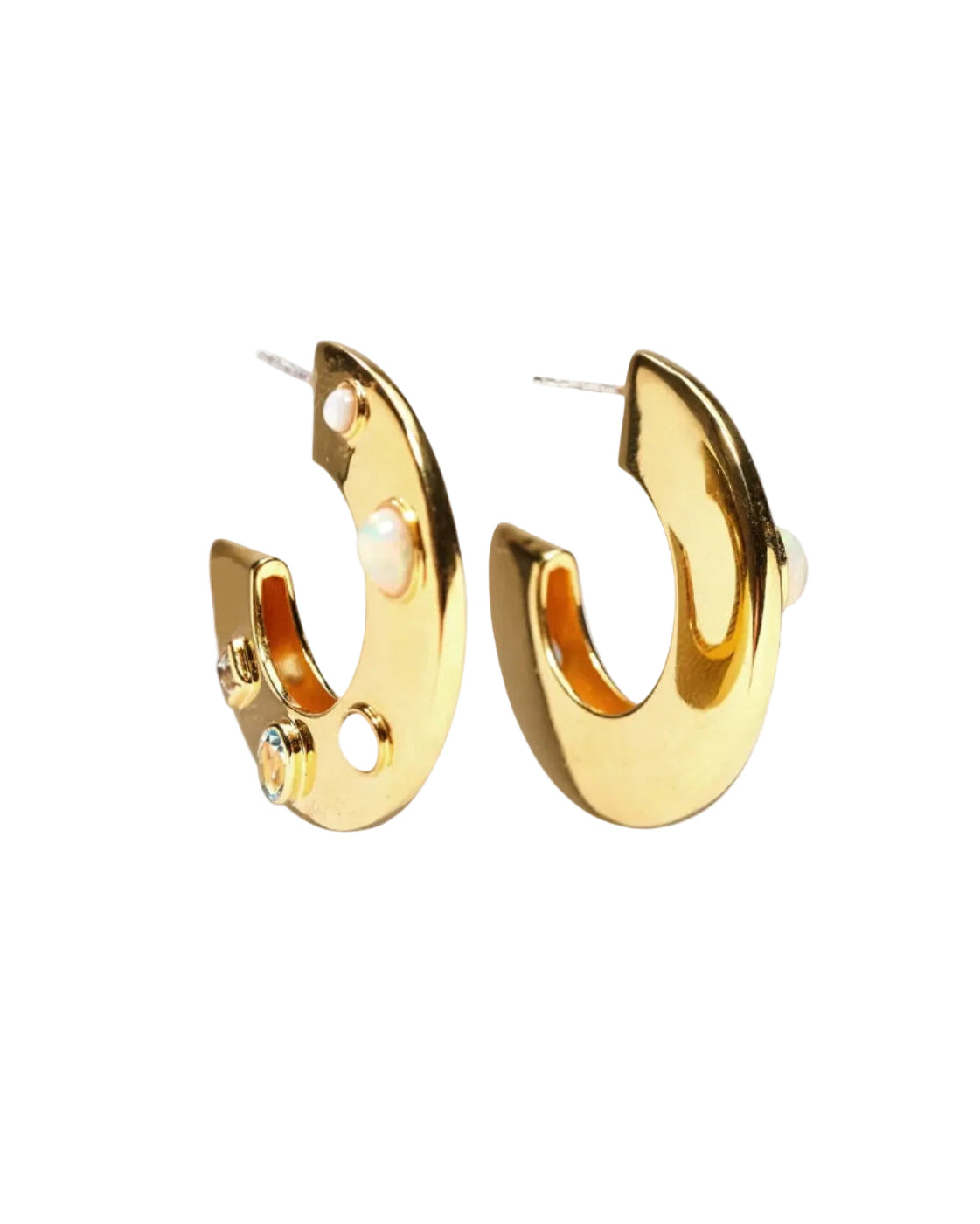 Saucer Hoops in Dotted Pearl by Lizzie Fortunato - At Present Jewelry
