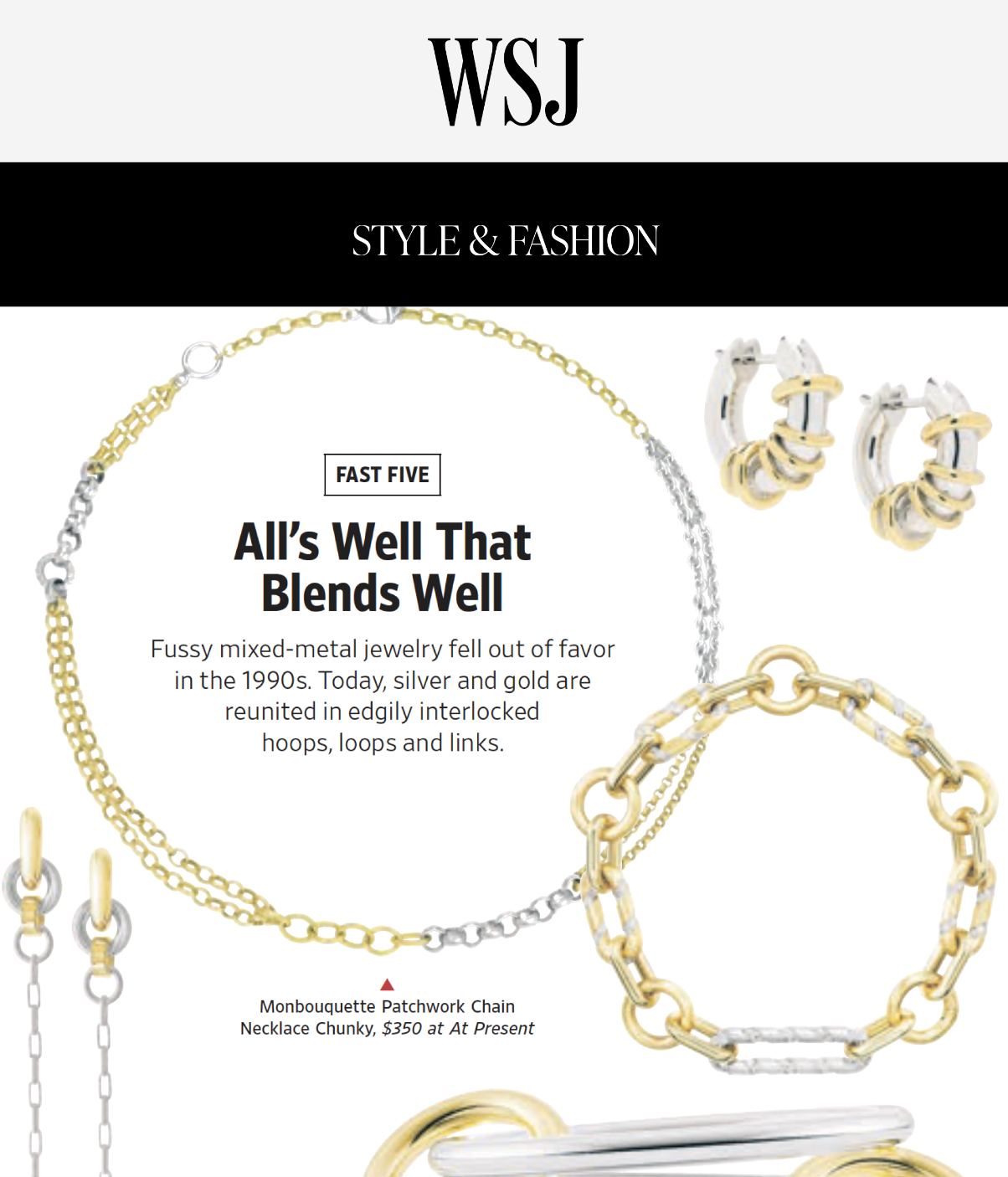 Patchwork Chain Necklace by Monbouquette - At Present Jewelry