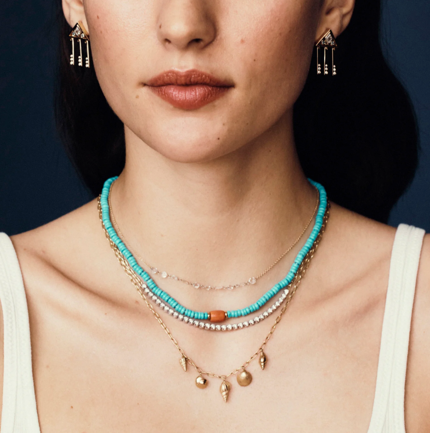 Coral & Turquoise Beaded Necklace by Selin Kent - At Present Jewelry