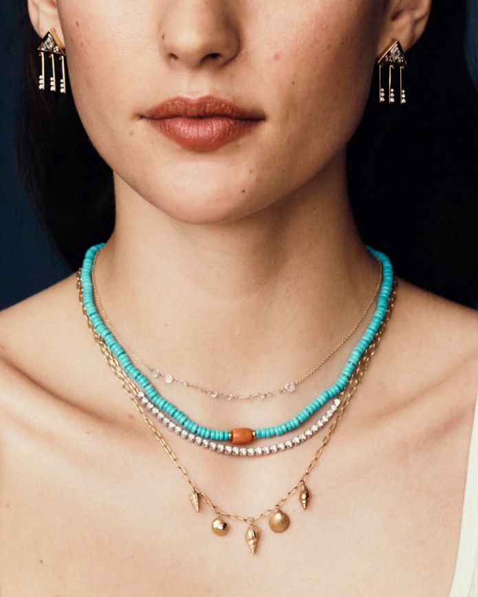 Coral & Turquoise Beaded Necklace by Selin Kent - At Present Jewelry