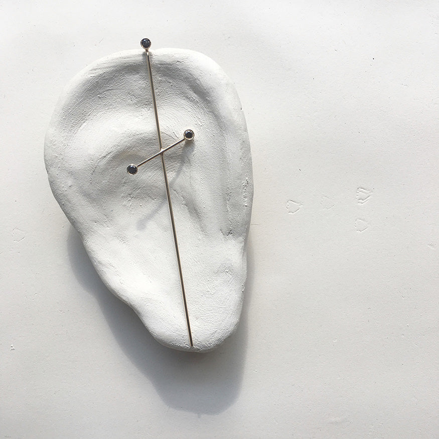 Black Diamond Three Pointer Needle Earring by Labulgara - At Present Jewelry