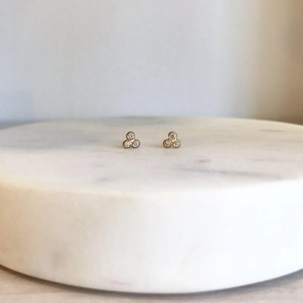 Three Granule Diamond Studs by A.M. Thorne - At Present Jewelry