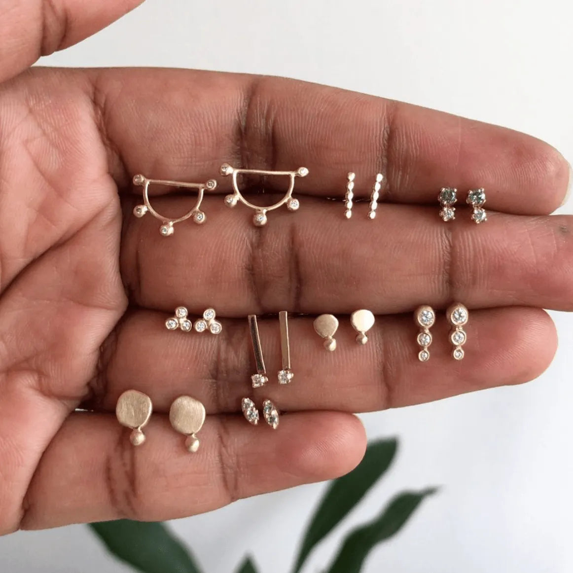 Three Granule Diamond Studs by A.M. Thorne - At Present Jewelry