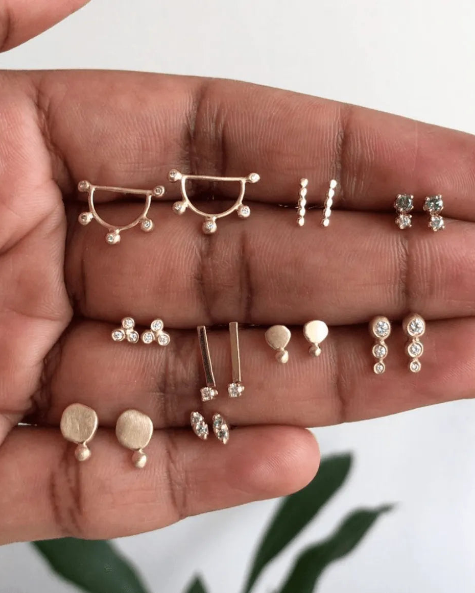 Three Granule Diamond Studs by A.M. Thorne - At Present Jewelry