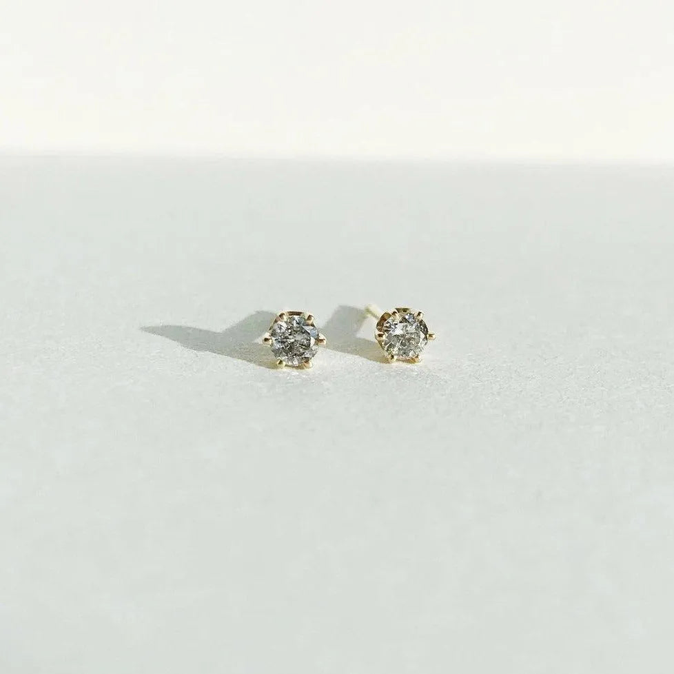 Grey Diamond Crown Studs by A.M. Thorne - At Present Jewelry