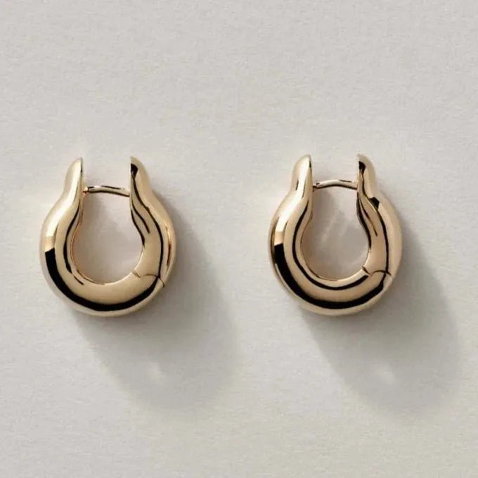 Gold Plated Ample Hinge Hoops, Small by Annika Inez - At Present Jewelry