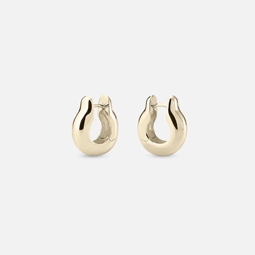 Gold Plated Ample Hinge Hoops, Small by Annika Inez - At Present Jewelry
