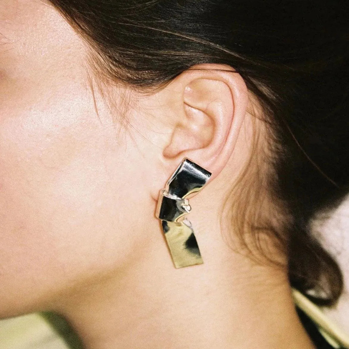 Gold Plated Grand Cravat Earrings, Large by Annika Inez - At Present Jewelry