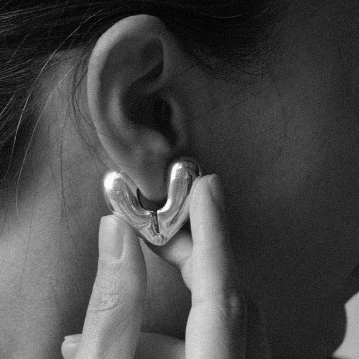 Gold Plated Heart Hoops, Large by Annika Inez - At Present Jewelry