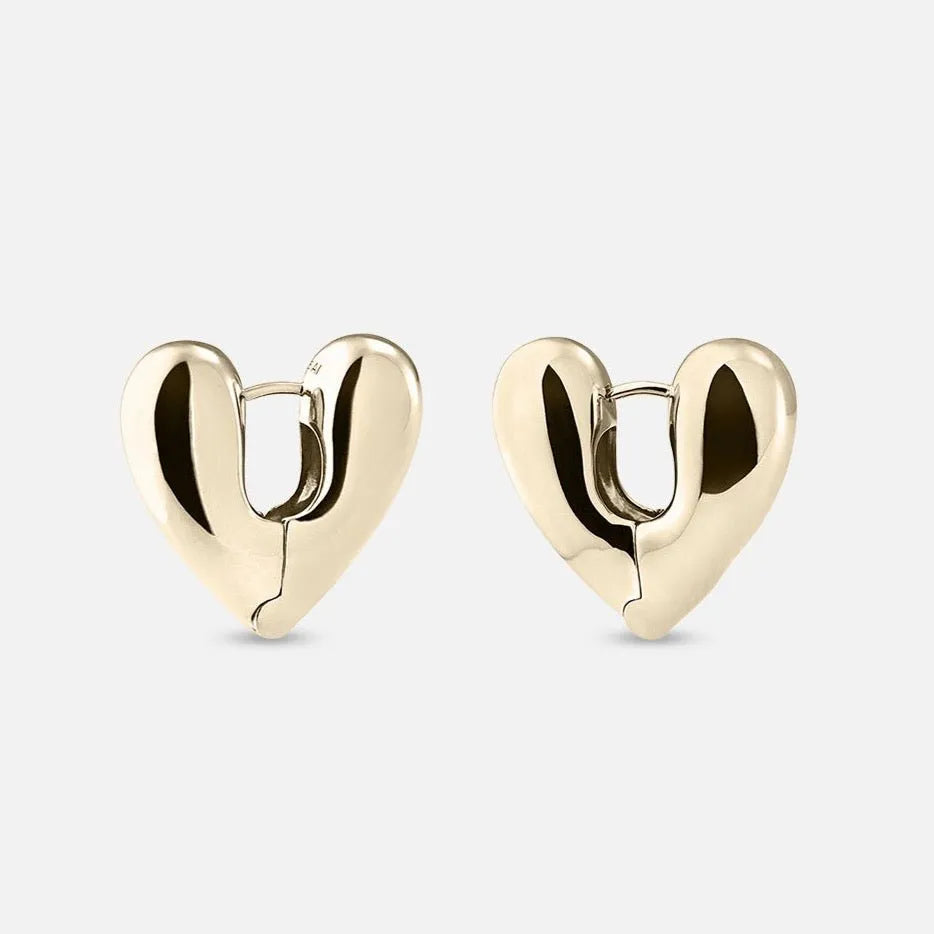 Gold Plated Heart Hoops, Large by Annika Inez - At Present Jewelry