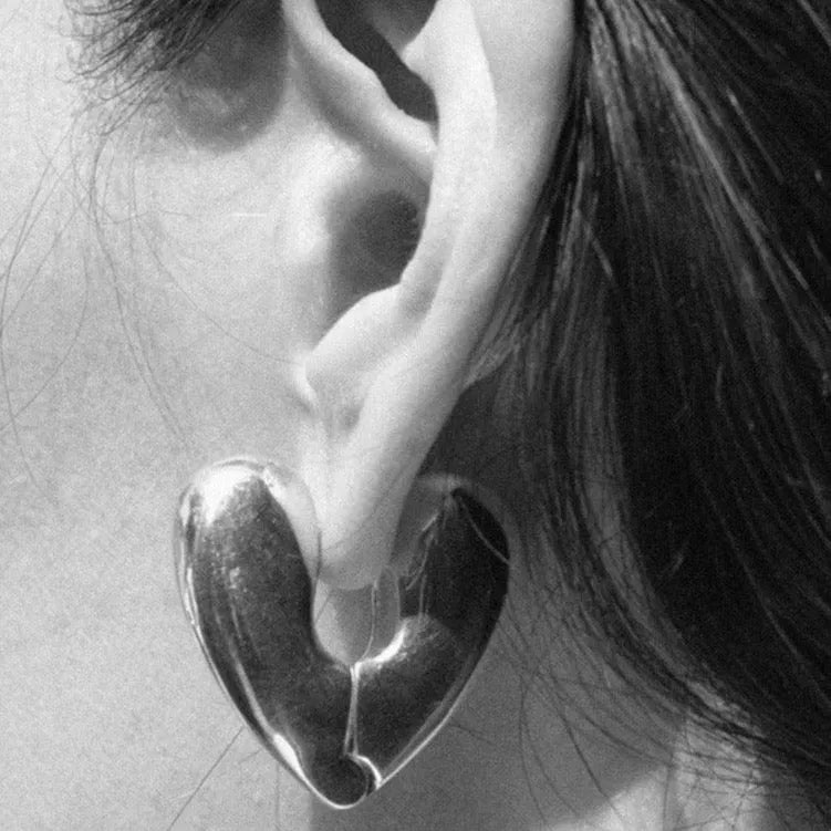 Gold Plated Heart Hoops, Large by Annika Inez - At Present Jewelry