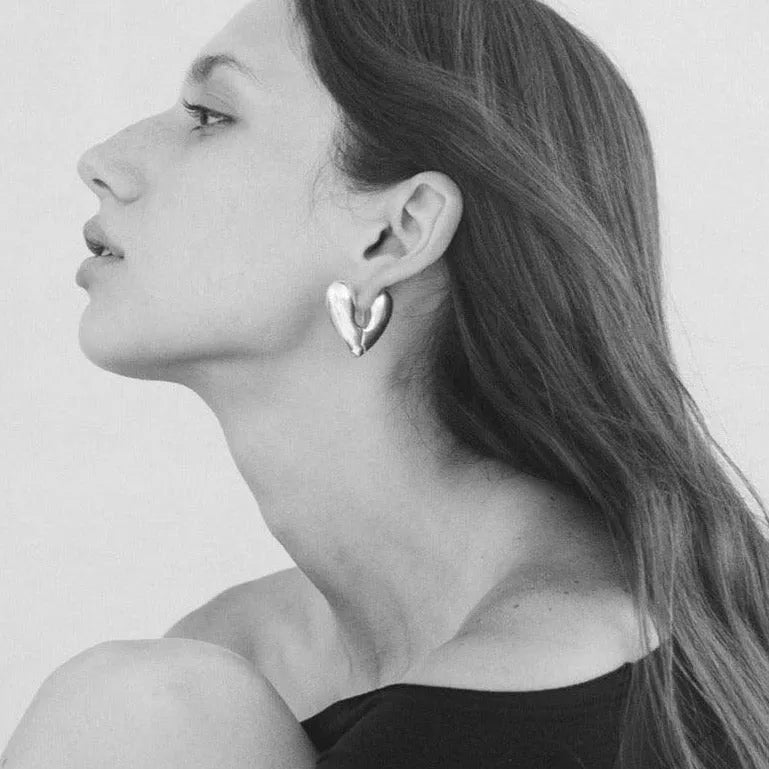 Gold Plated Heart Hoops, Large by Annika Inez - At Present Jewelry