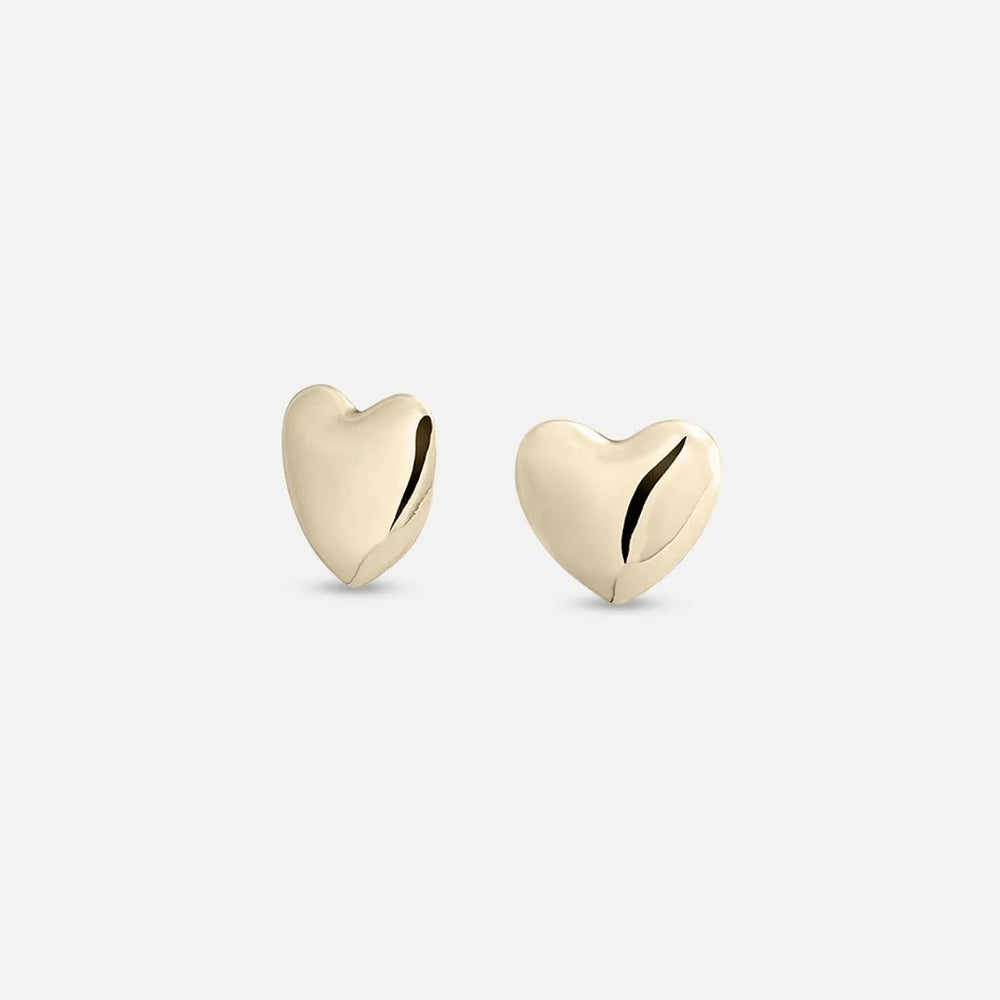 Gold Plated Voluptuous Heart Earrings, Small by Annika Inez - At Present Jewelry