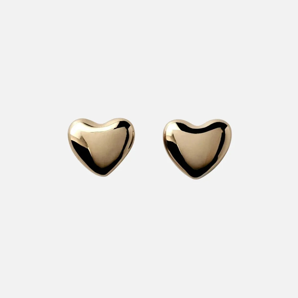Gold Plated Voluptuous Heart Earrings, Small by Annika Inez - At Present Jewelry